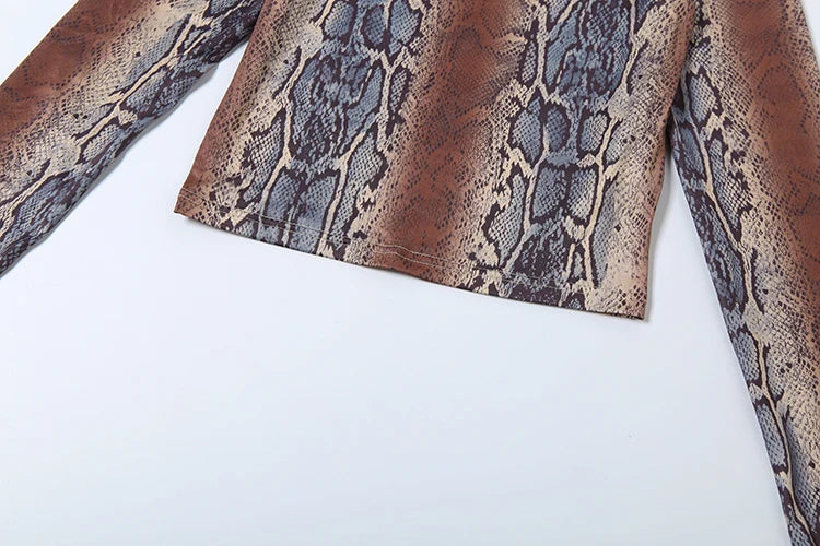 Kemptville Snake Colorful Print Tracksuit Tight Crop Stretch Streetwear Matching Set