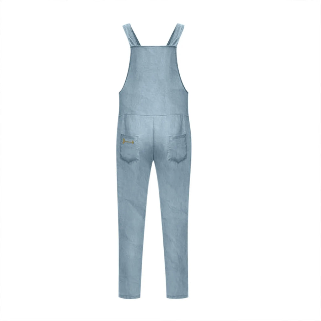 Women Plus Size Overalls Jumpsuits Casual Solid Loose Dungarees Retro Fashion