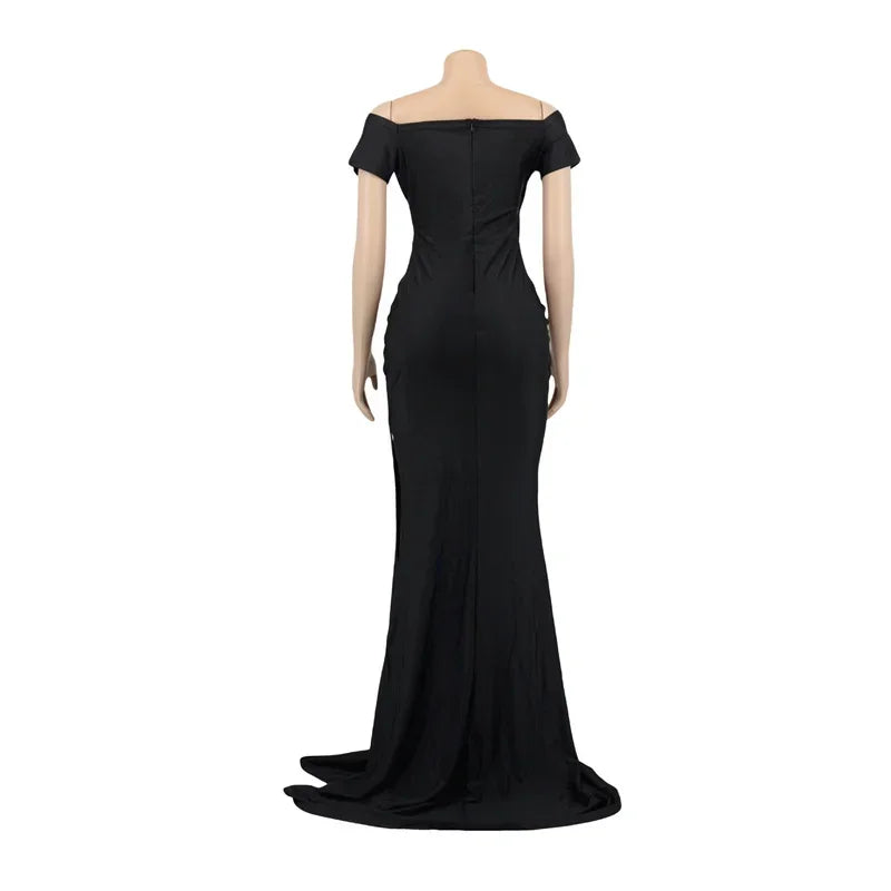 Barcelona Sexy Off The Shoulder V Neck Mermaid Evening Elegant Night Long Dress