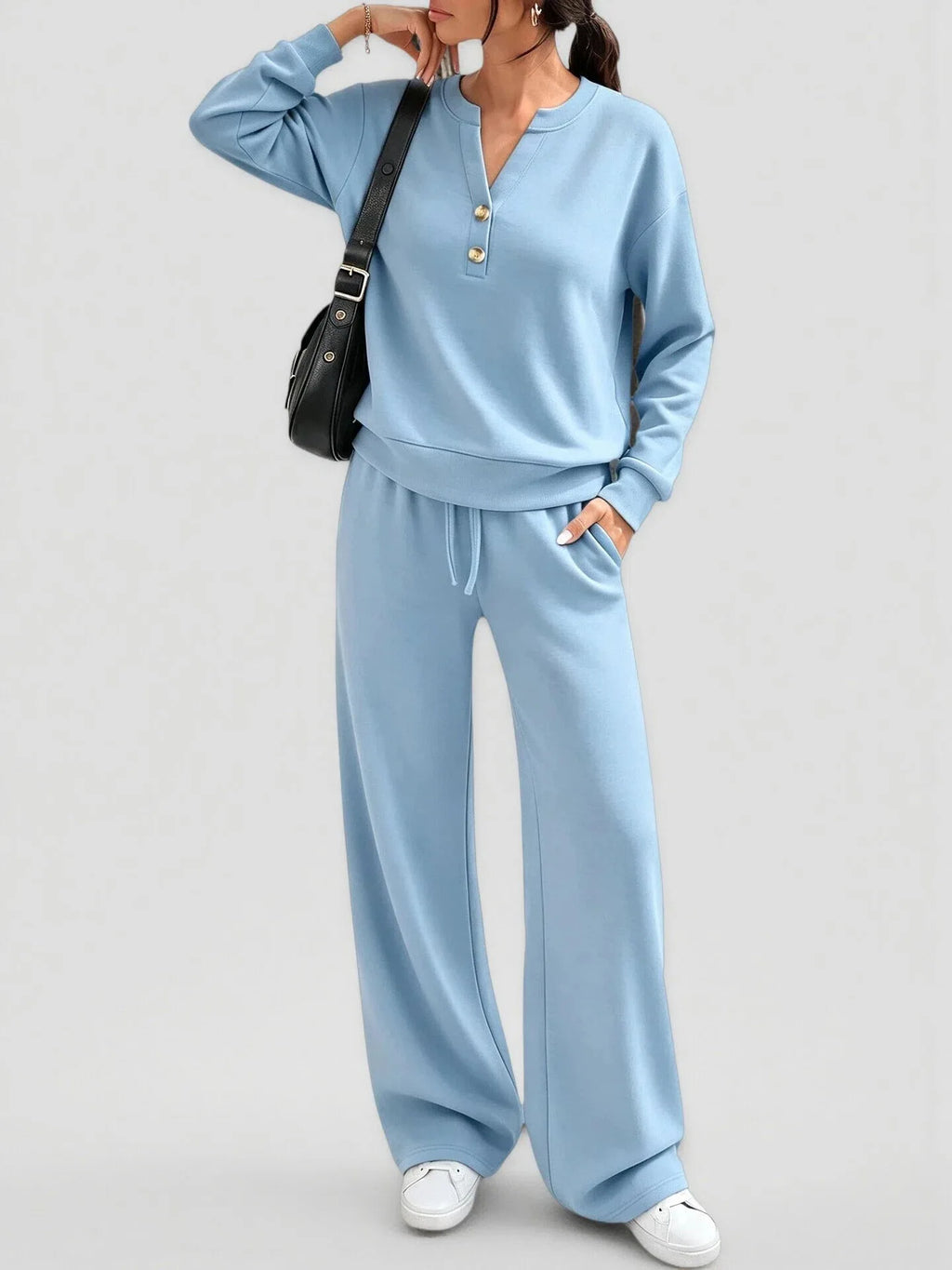 Maria Simple Style Fashionable Wide-leg Two Piece Sets