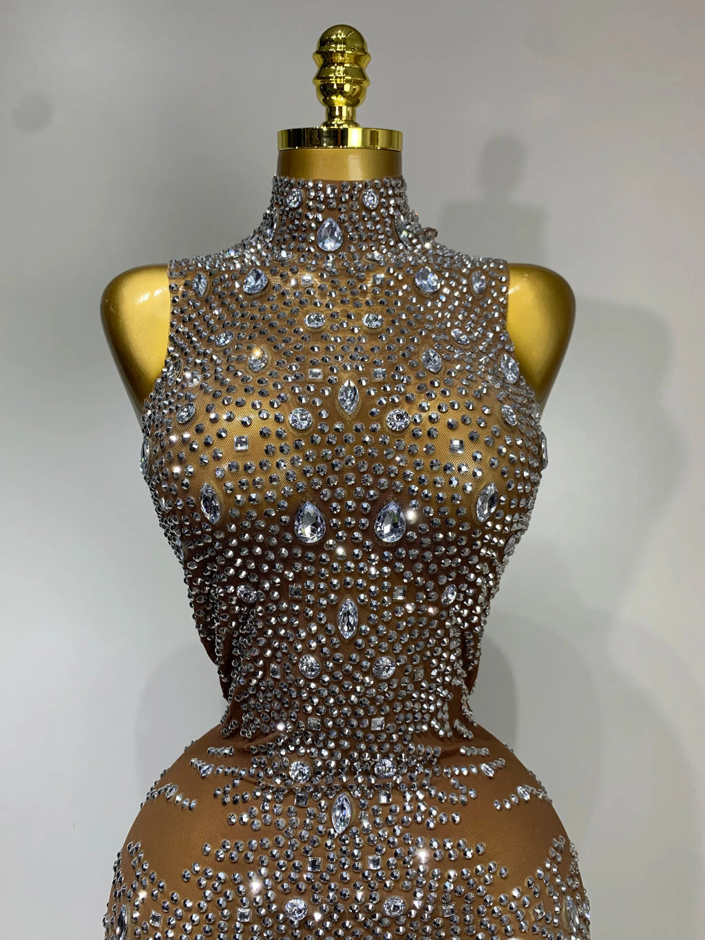 Rochester Hills Rhinestones Jumpsuit Mesh See Through Performance Dance Jumpsuit