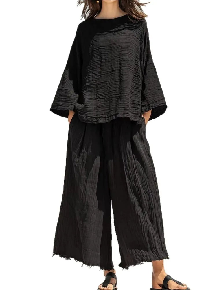 Keysi Relaxed Round Neck Two Piece Sets