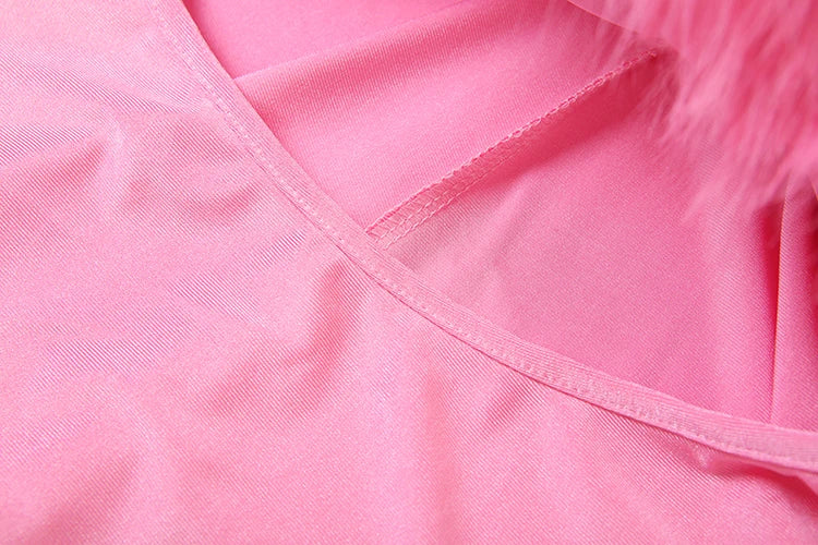 Branford Furry Slash Neck Hipster Patchwork Trend Sexy Hollow Stretch Jumpsuits