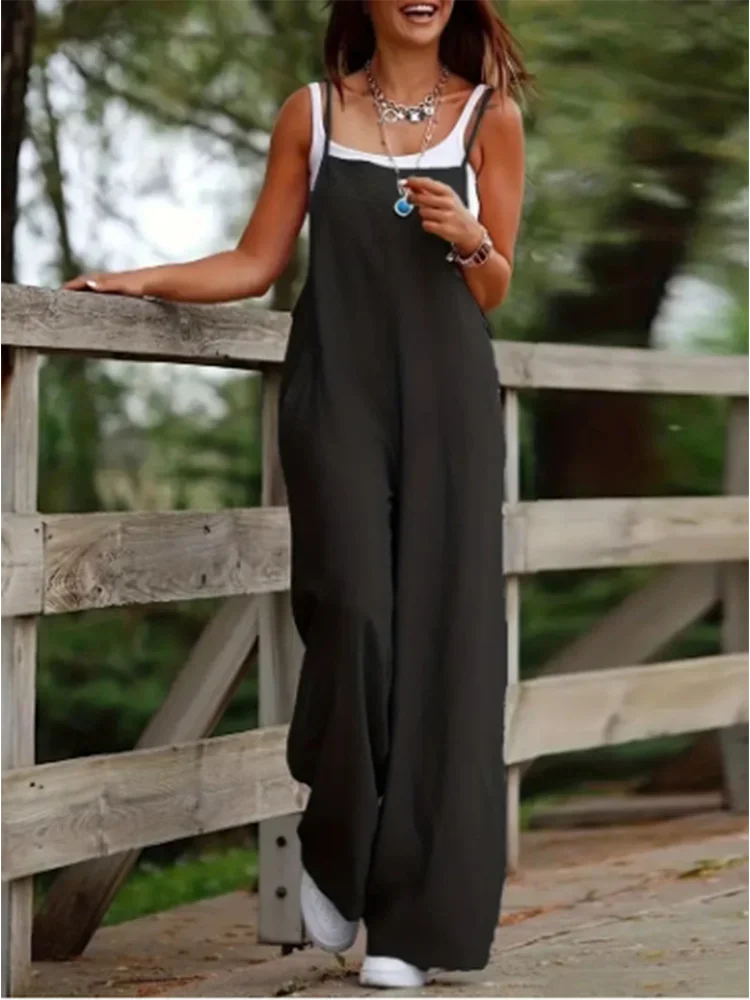 Wilson Township Loose Casual Solid Color Overalls Trend Jumpsuit