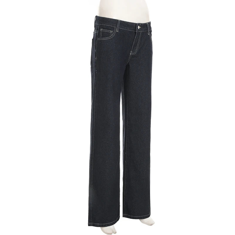 Women's Slim Fit Flared Jeans Y2K Vintage Low Rise Stretch Denim Pants