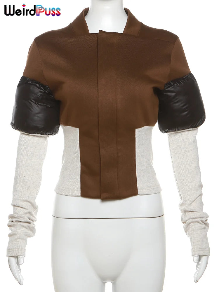 Spotswood Patchwork Long Sleeve Jacket Chic Zip Hipster Trend Coat Outwear