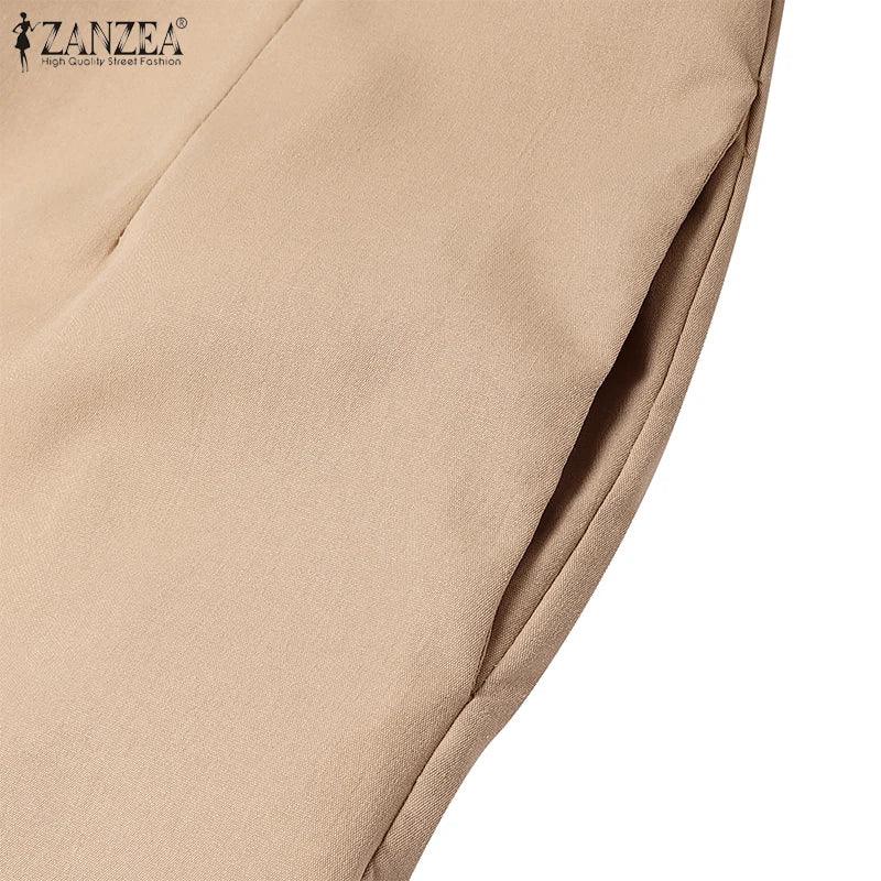 Weirton High Waist Jumpsuits Workwear Belt Rompers Solid Deep V Neck Elegant Overalls