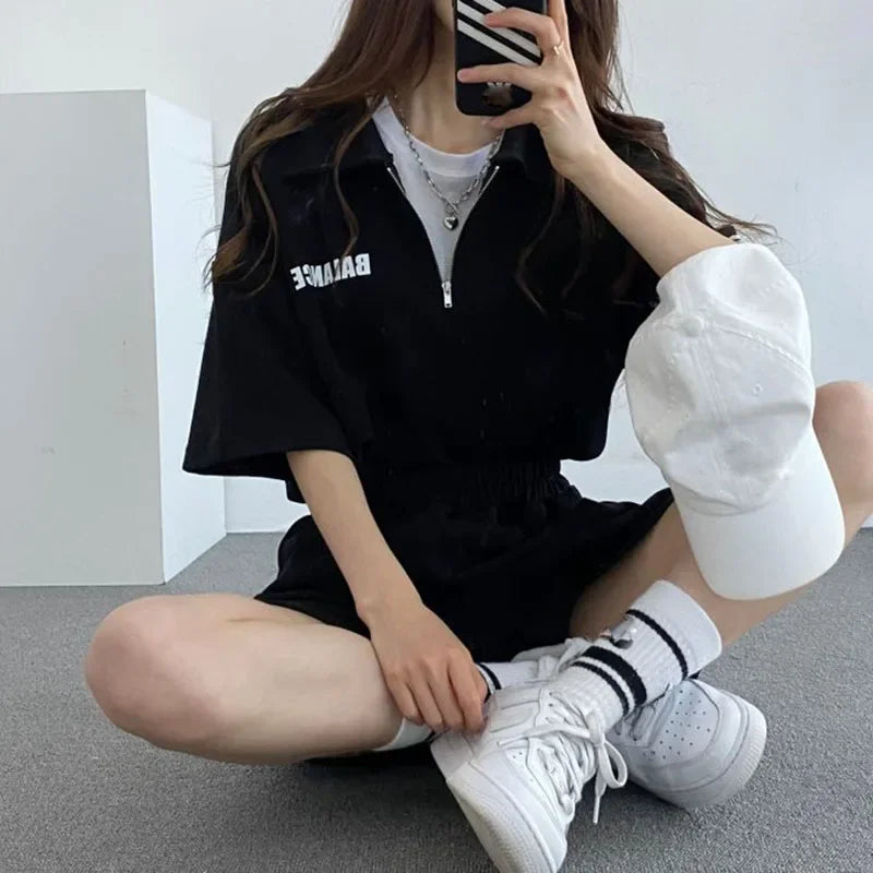 Greicy Tracksuits Female Summer Casual Two Piece Sets