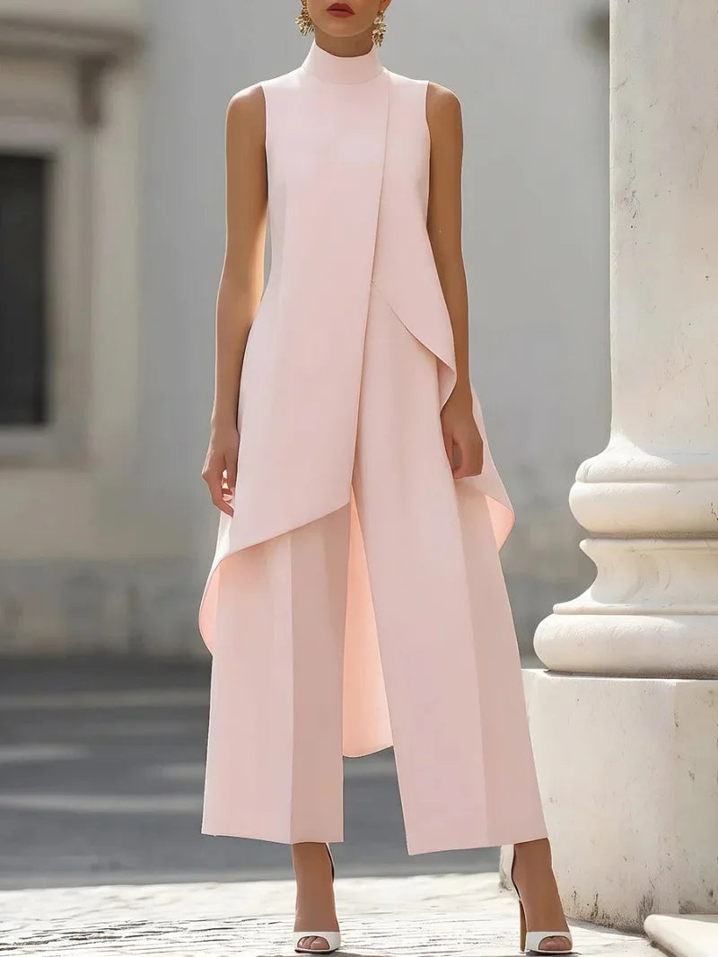 Mila Irregular Sleeveless Elegant Commuter Two Piece Sets