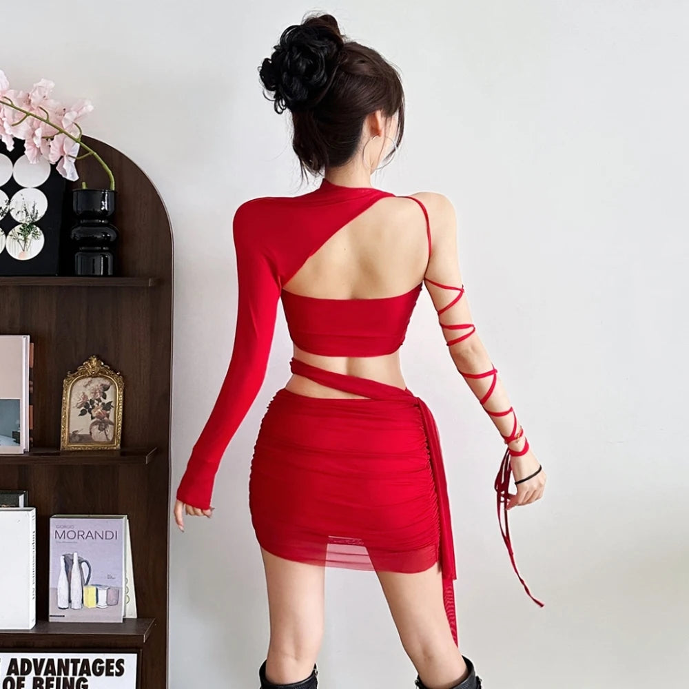 Maria Irregular Shirring Full Sleeve Two Piece Sets
