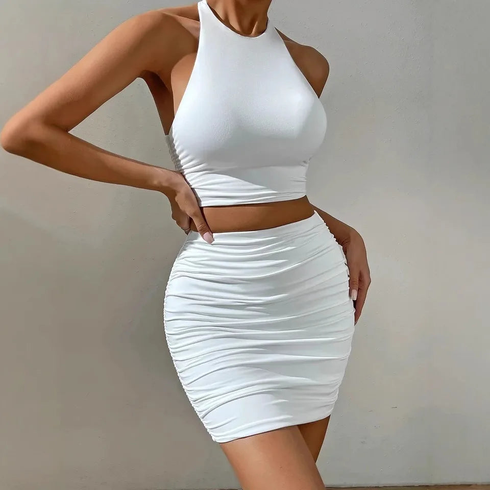 Sonia Sleeveless Hanging Neck Two Piece Sets