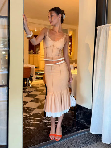 Helen V-neck Sleeveless Elegant Chic Two Piece Sets