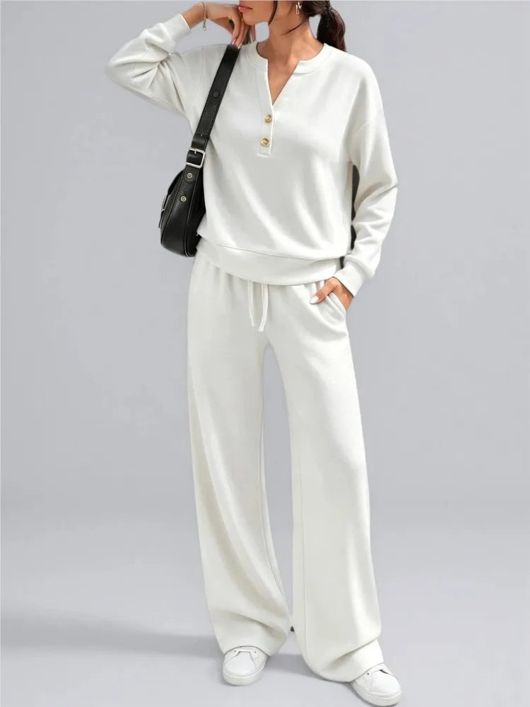 Maria Simple Style Fashionable Wide-leg Two Piece Sets