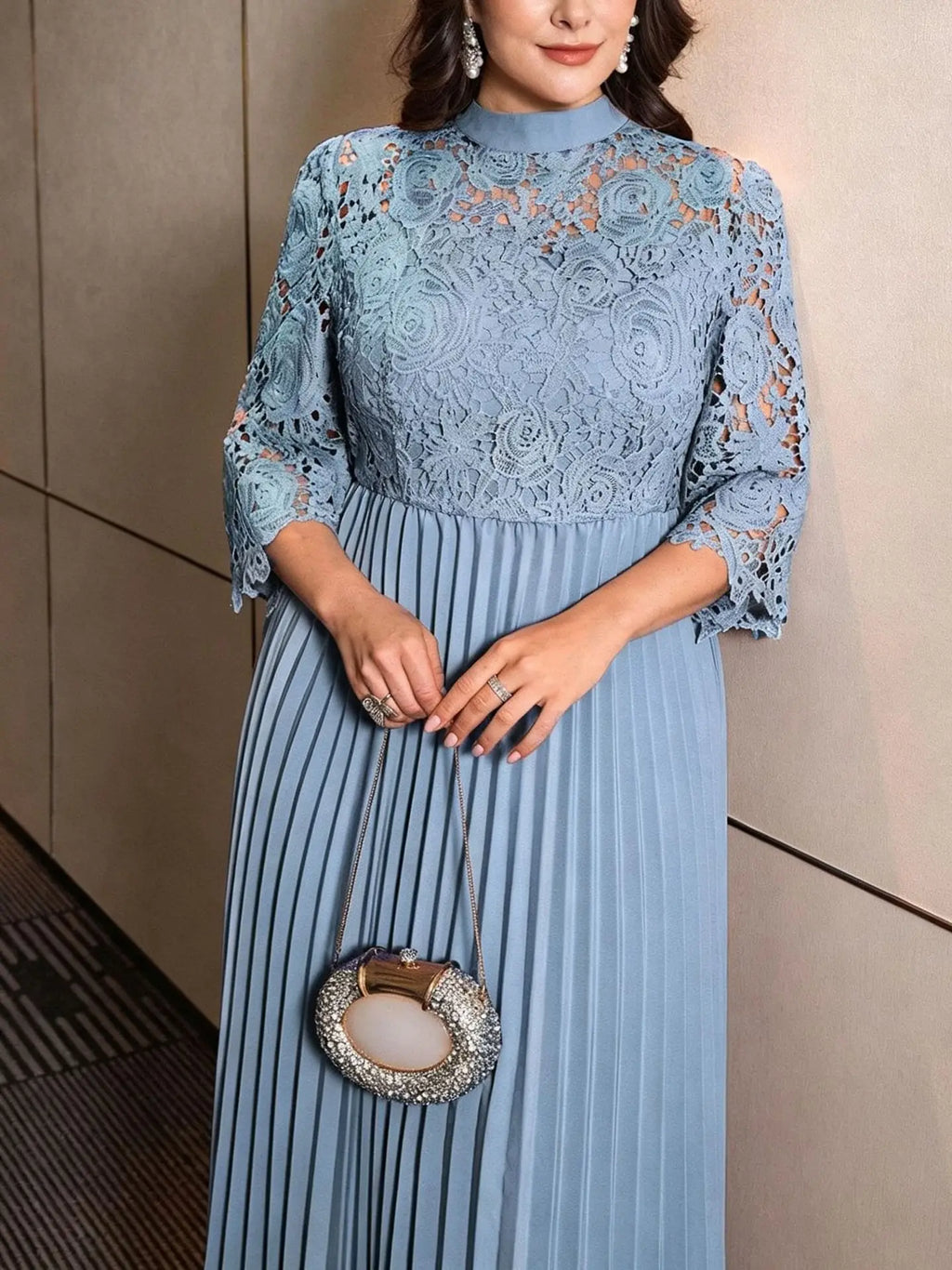 Lawrence Plus Size Lace Street Style Casual Big Size Oversized Maxi Dress