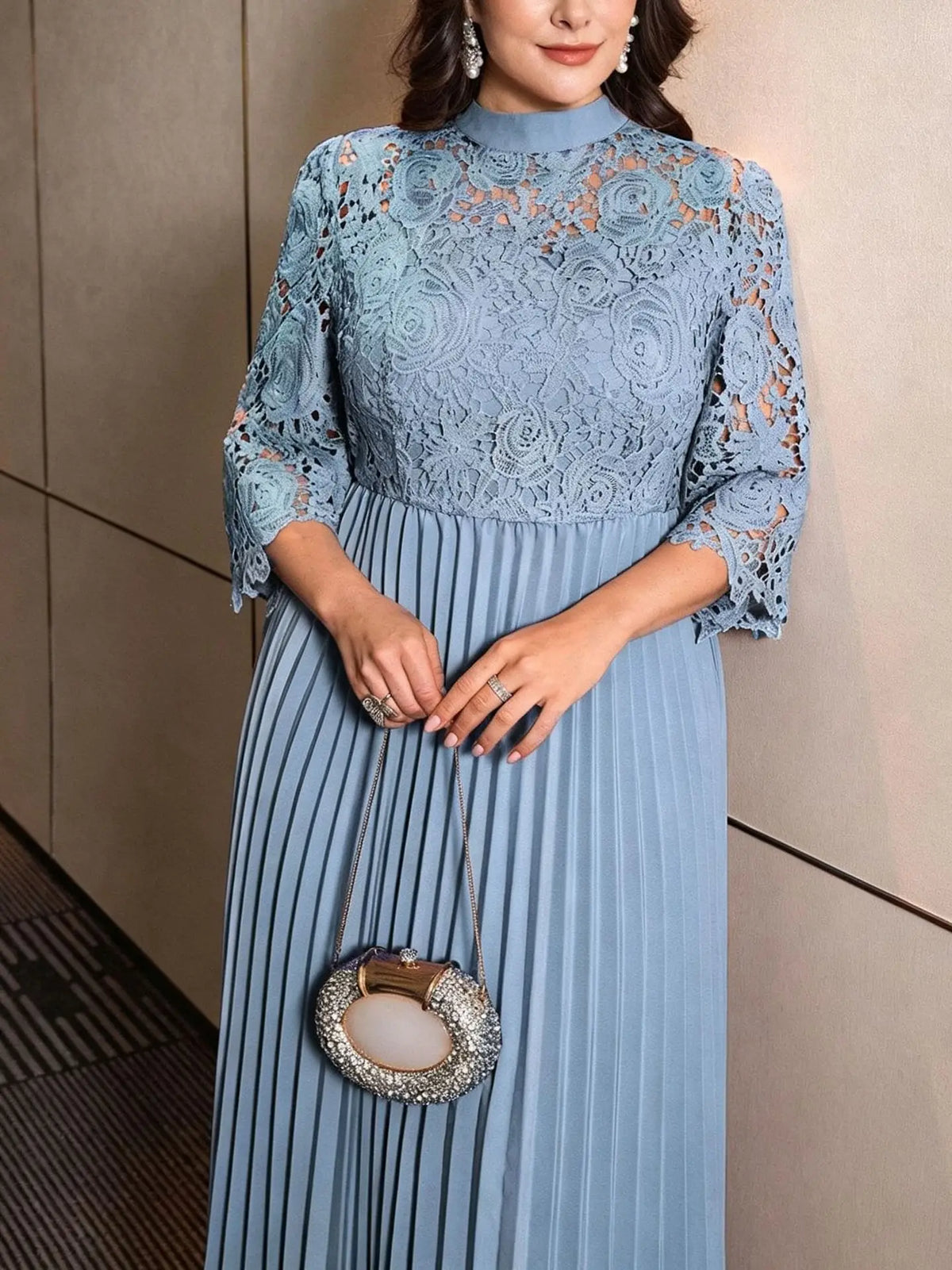 Lawrence Plus Size Lace Street Style Casual Big Size Oversized Maxi Dress