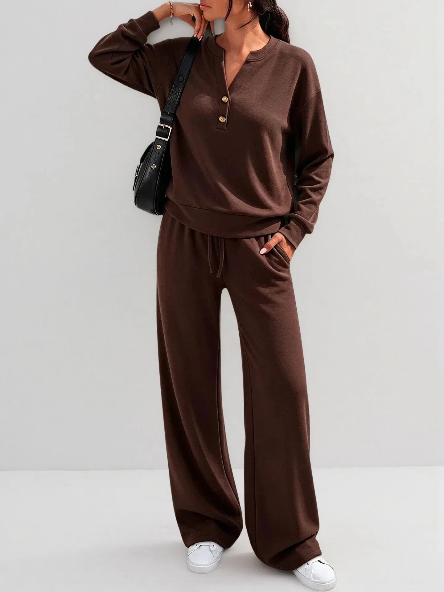 Maria Simple Style Fashionable Wide-leg Two Piece Sets