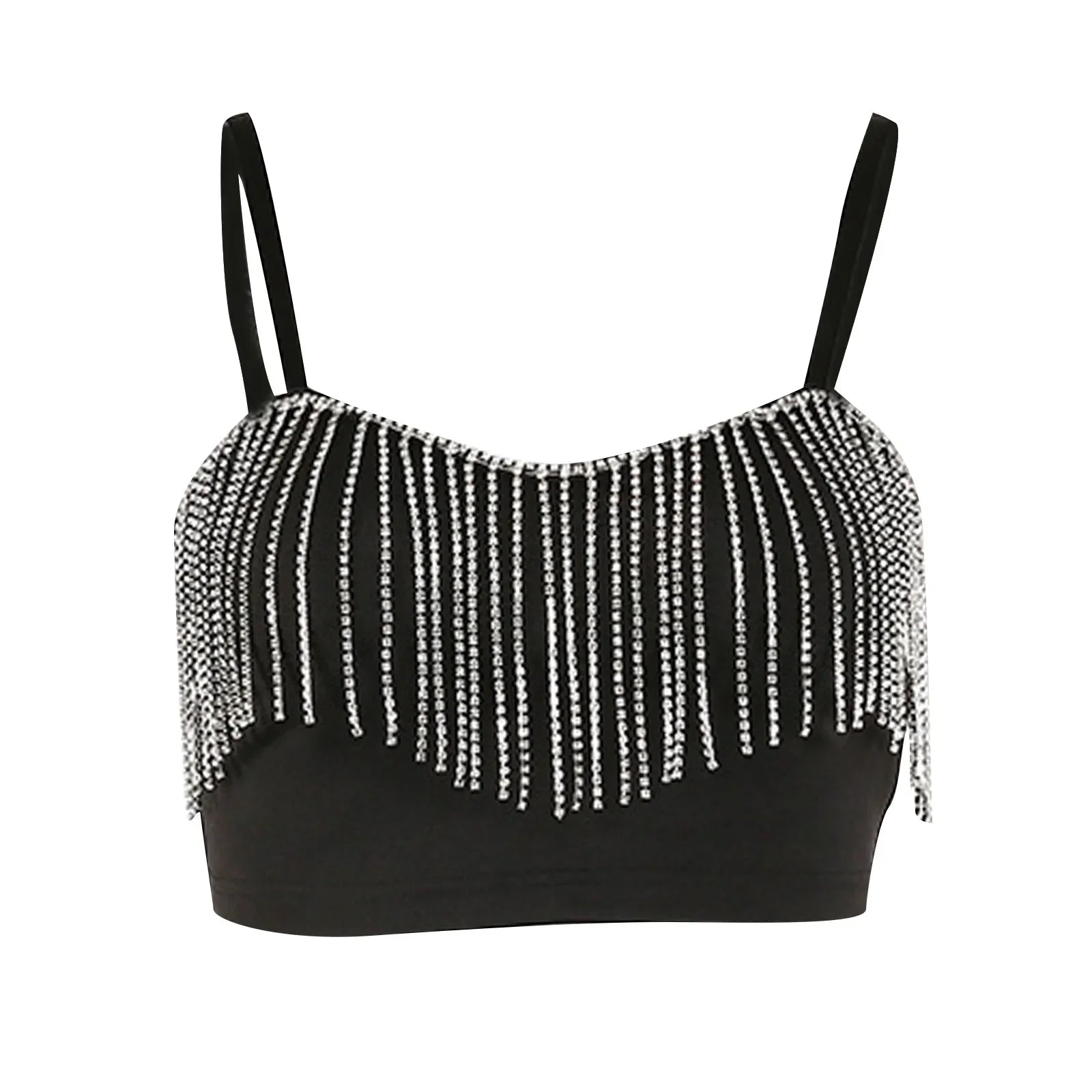 Red Hook Solid Color Splicing Bright Diamond Tassel Wrapped Chest Tops