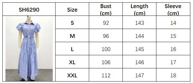 Rutherford Striped Butterfly Sleeve Loose High Waist Single Breasted Casual Long Dress