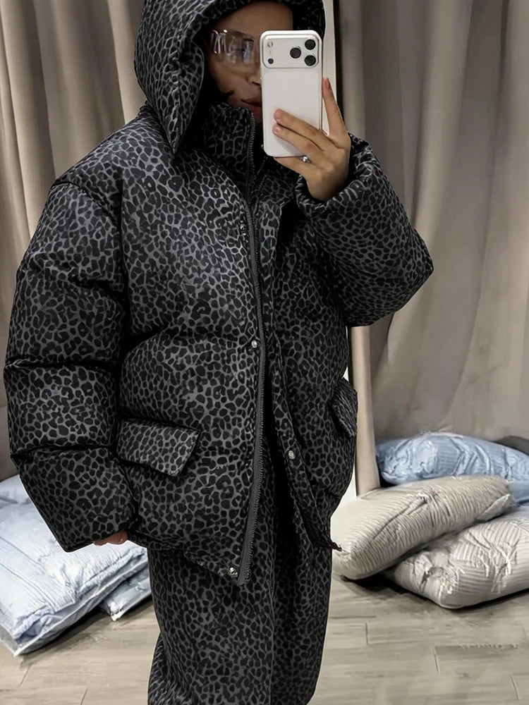 Venecia Leopard Print Suit Stand Collar Two Piece Sets