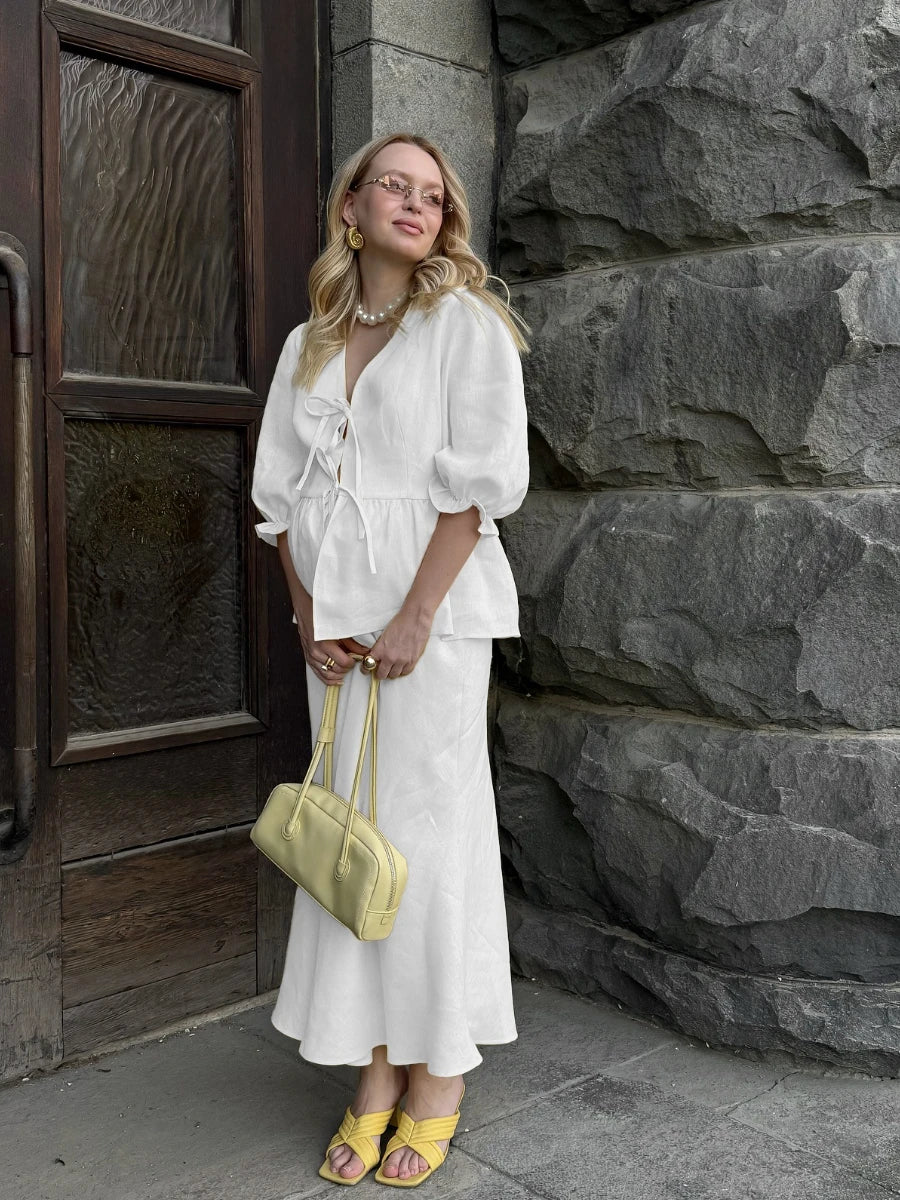 Zerimar Bubble Sleeve Loose Casual Two Piece Sets