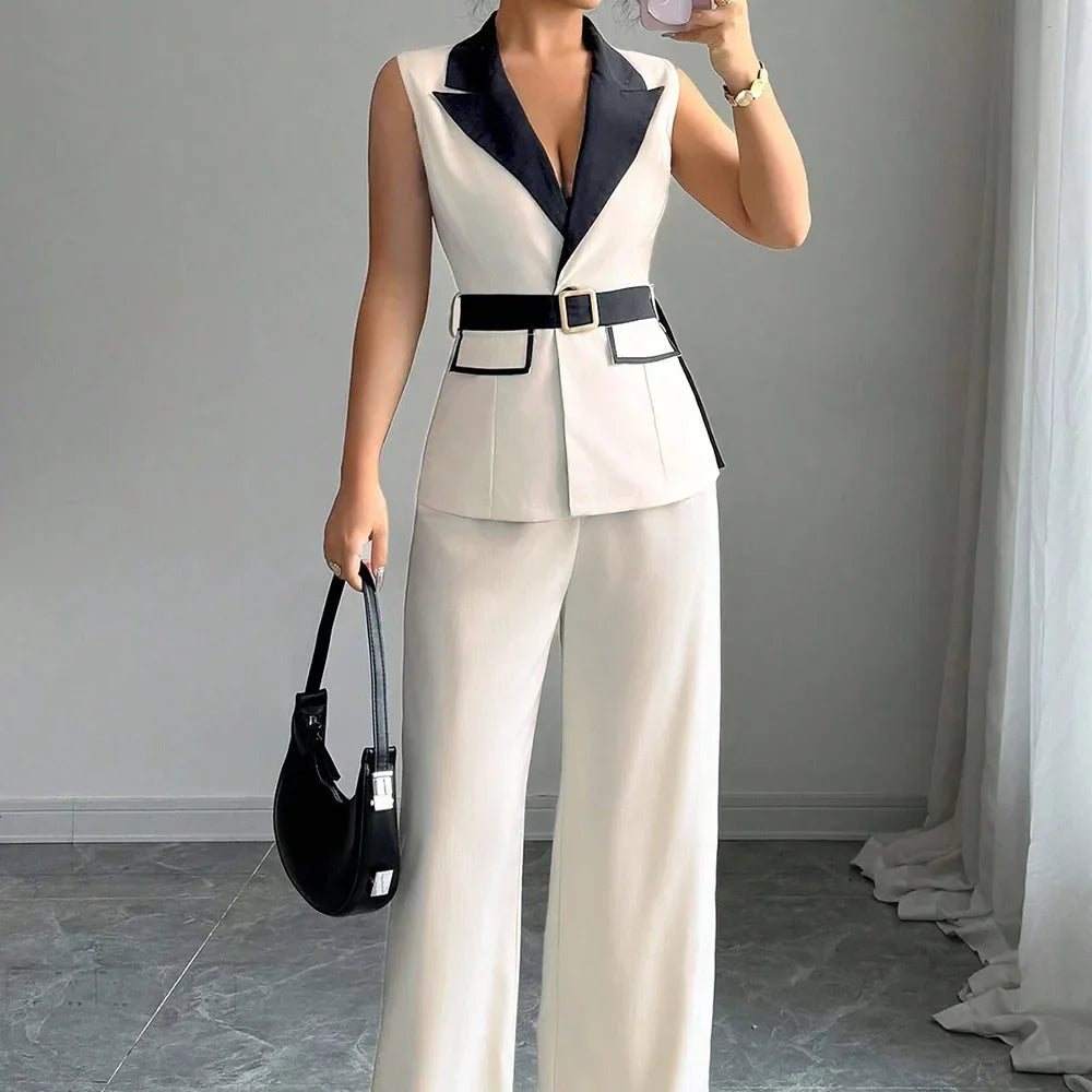 Ana Vest Suit Outfits Office Lady  2 Piece Sets