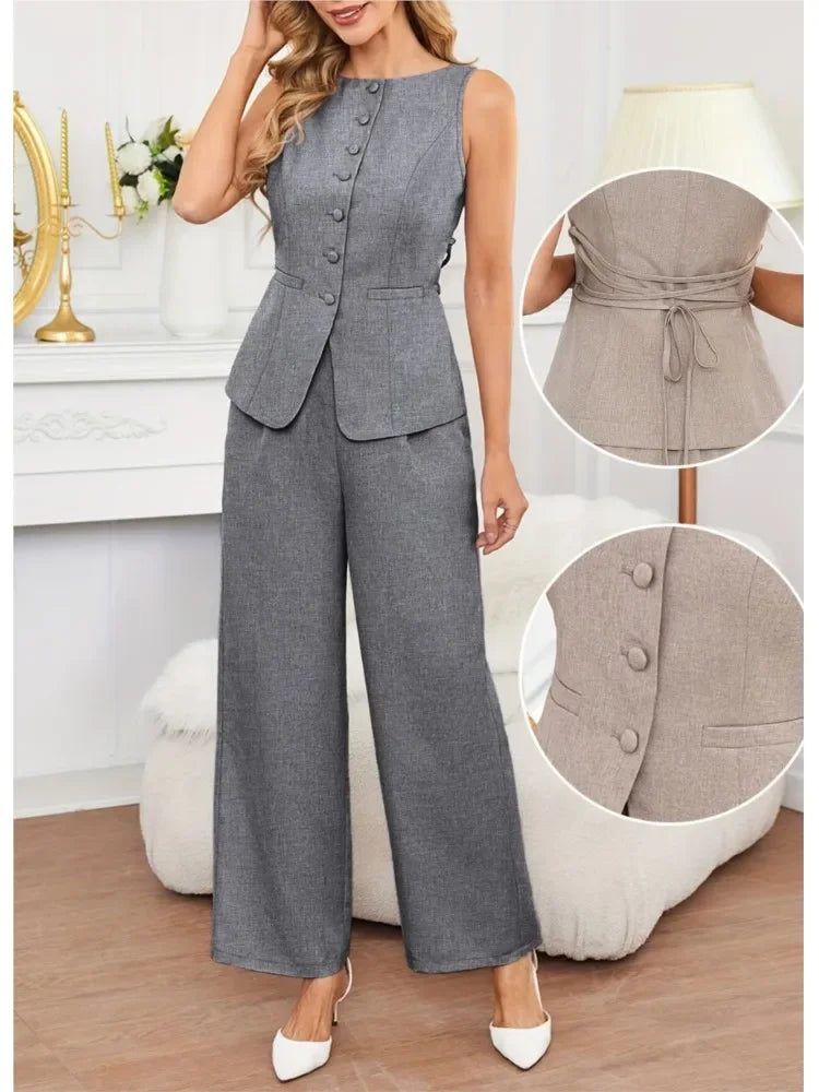 Rosmery Casual Solid Fashion O-neck Two Piece Set