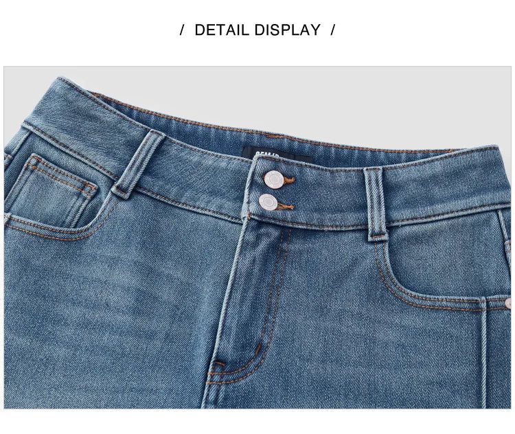 Las Vegas Slim Fit Flared Leg Solid Color Open Hem Denim