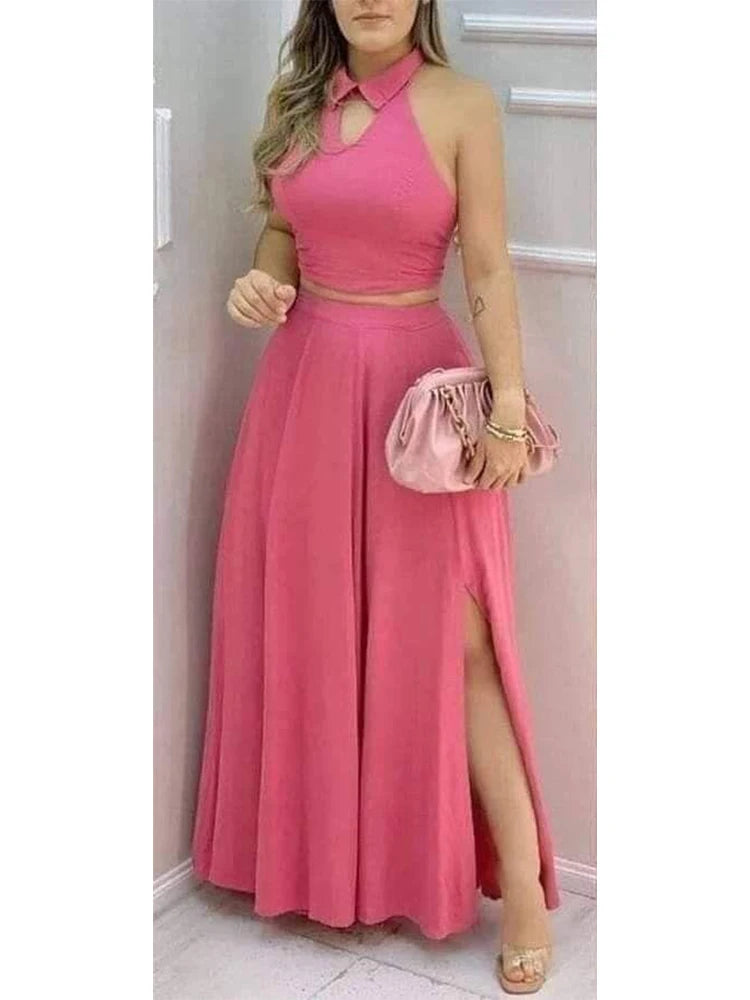 Jazmin Halter Collar Chic Outings Two Piece Sets