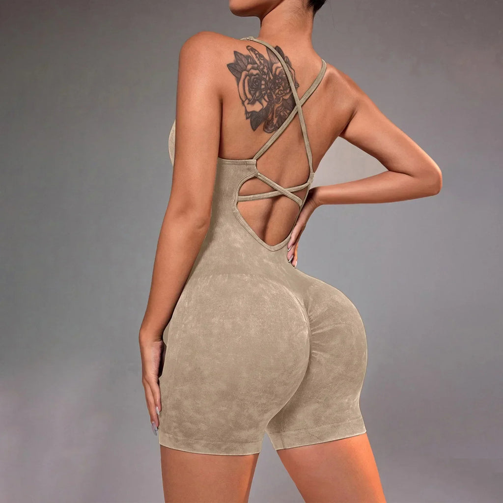Hershey Tight Fitting High Elasticity Integrated Exercise Workwear Sports Jumpsuit