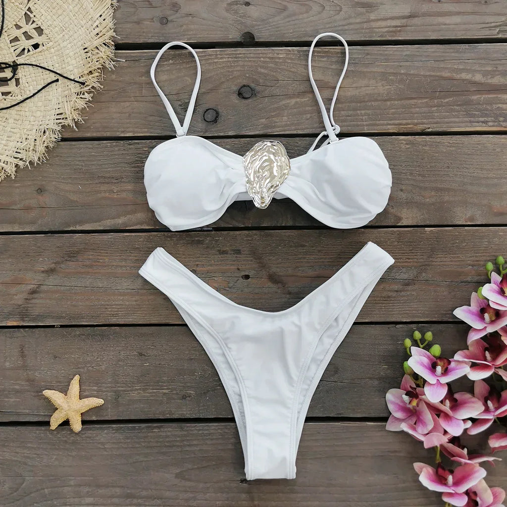 Cutchoque Off Shoulder Bikini Trend Swimwear Lady Holiday Bath Set