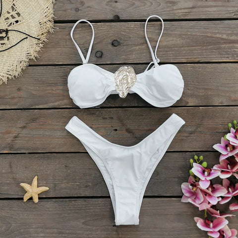 Cutchoque Off Shoulder Bikini Trend Swimwear Lady Holiday Bath Set