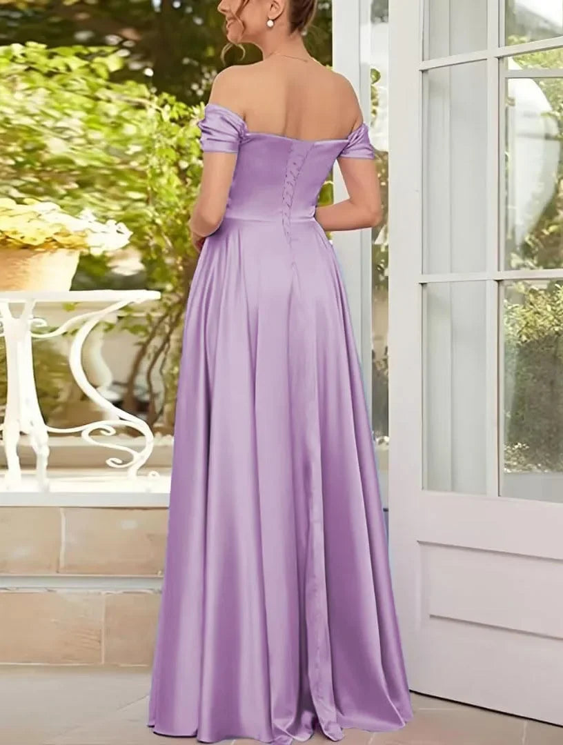 Basking Ridge Off the Shoulder Prom V-neck Backless Party Formal Evening Dress