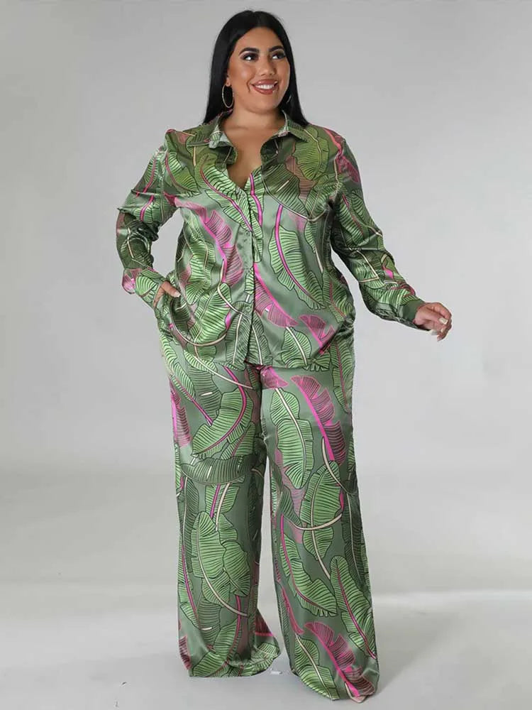 Masha Long Sleeve Outfit Plus Size Two Piece Sets