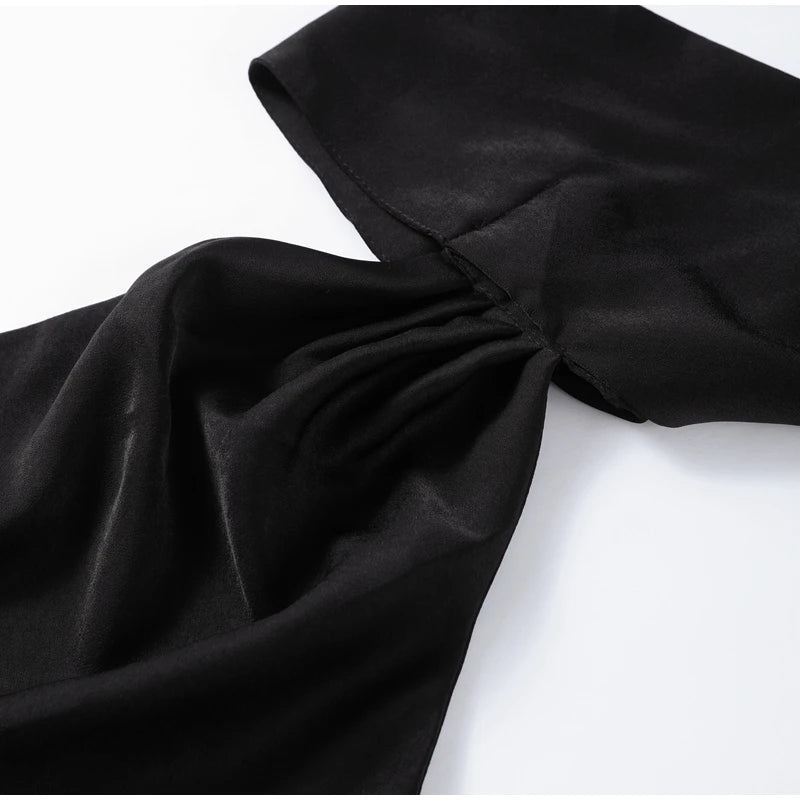 Califon Sexy Satin Ribbon Party Elegant Halter Backless Off Shoulder Sleeveless Maxi Dress