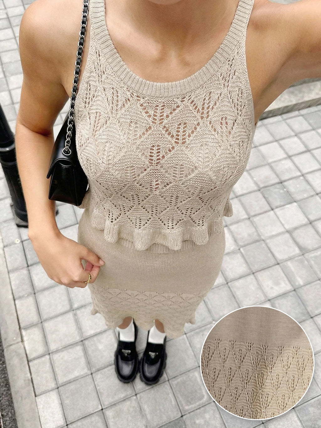 Kelly Summer Hollow Out Ruffle Two Piece Sets