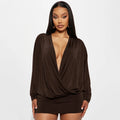 Elegant Peach Hip Full Sleeve Banquet Clubwear Skinny Mini Bodycon Dress
