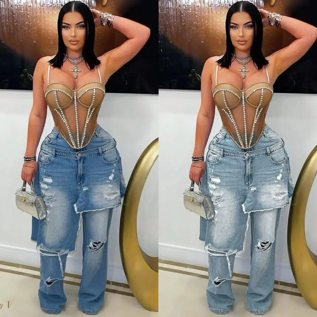 Stafford Streetwear Wide Leg Jeans Cargo High Waist Elegant High Street Denim