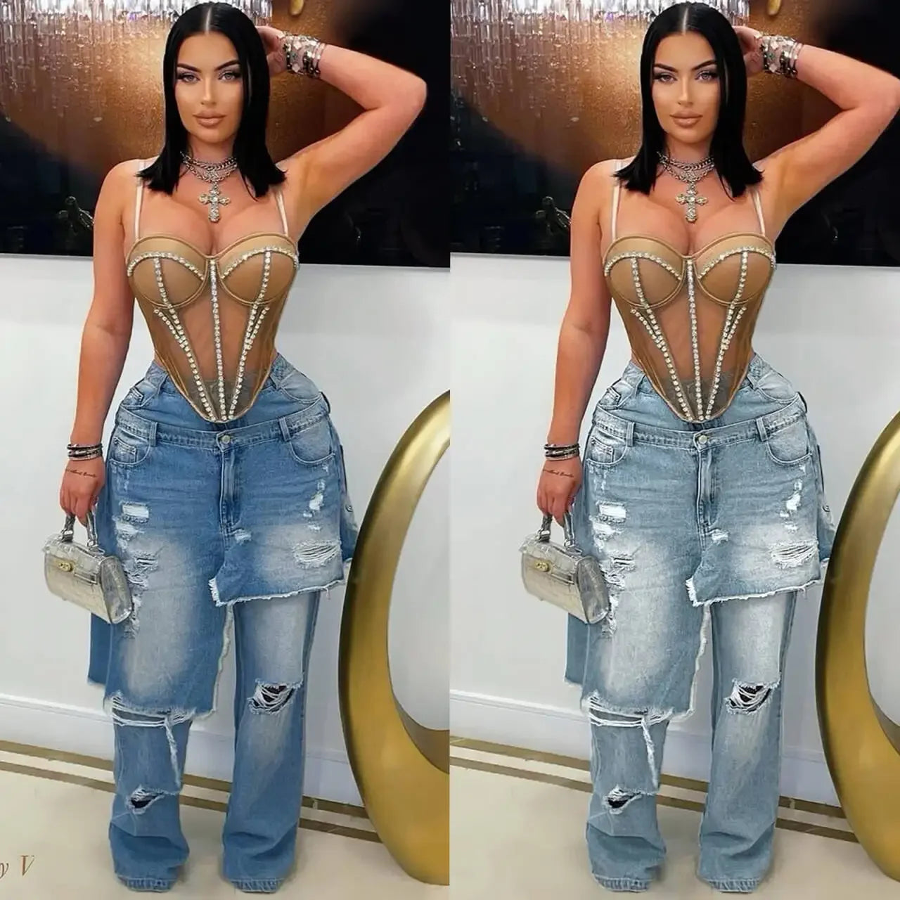 Stafford Streetwear Wide Leg Jeans Cargo High Waist Elegant High Street Denim