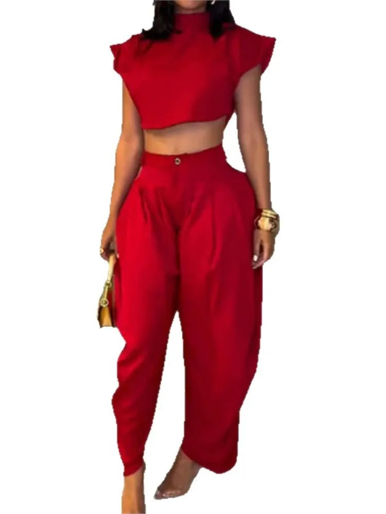 Leslie High Waist Trousers Two-piece Sets