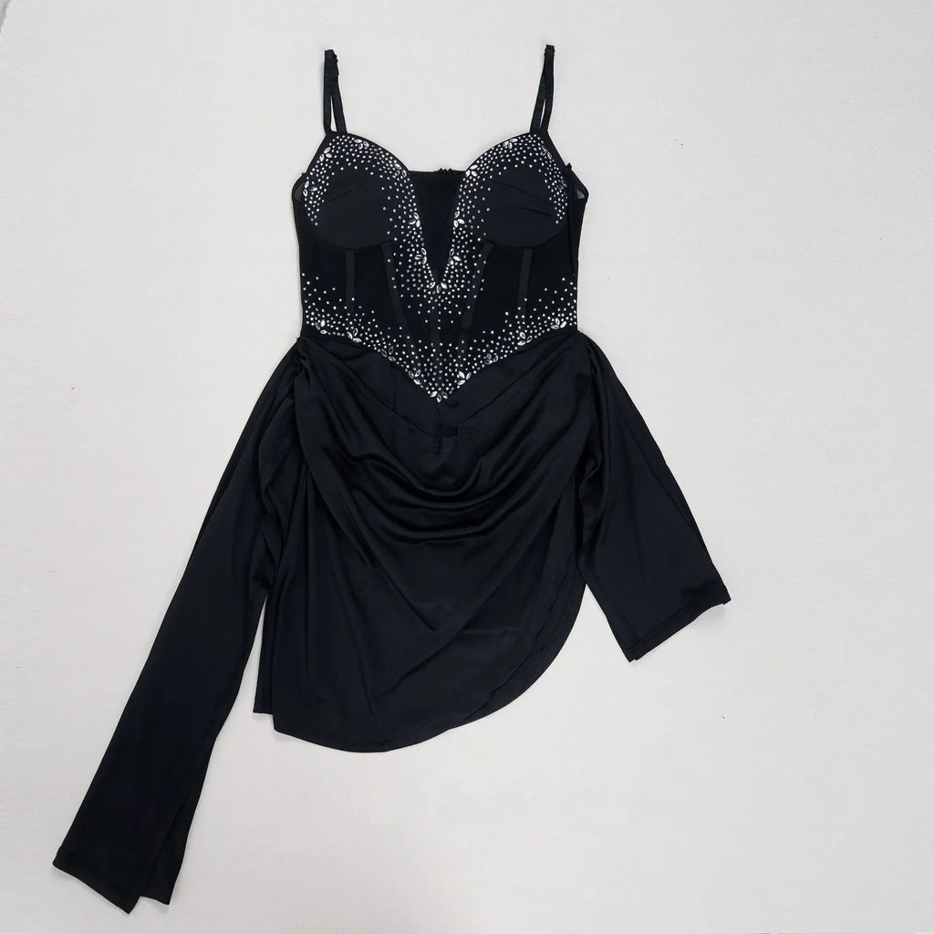 Mapleton Rhinestones Mesh Tunic Sleeveless Split Bodycon Midi Maxi
