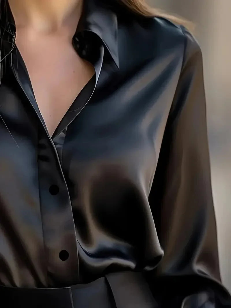 Mt Poconos Lapel Button Elegant Fashion Office Basic Blouses