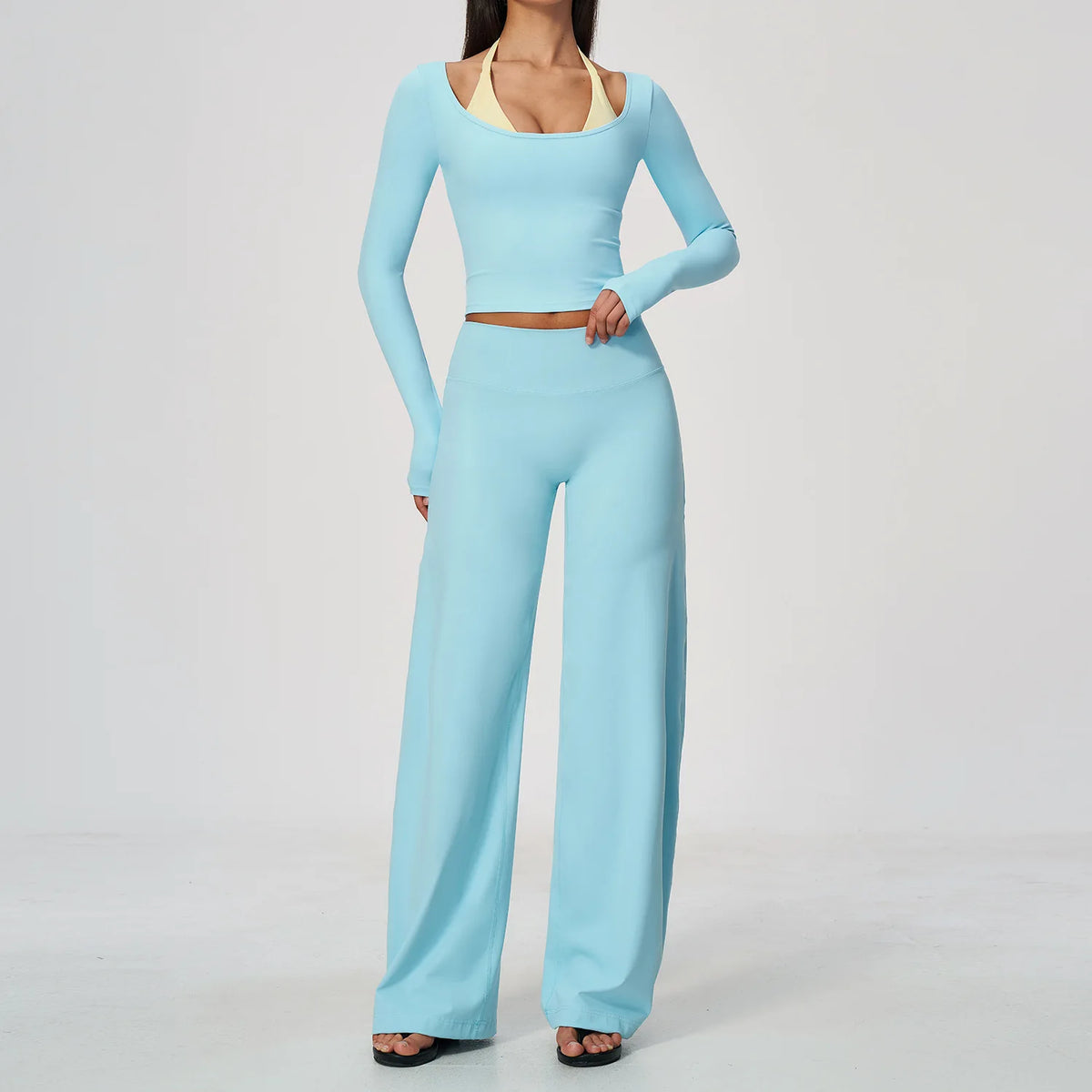 Camila Contrast Color Fitness Suit Tracksuit Two Piece Sets