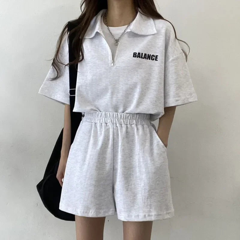 Greicy Tracksuits Female Summer Casual Two Piece Sets