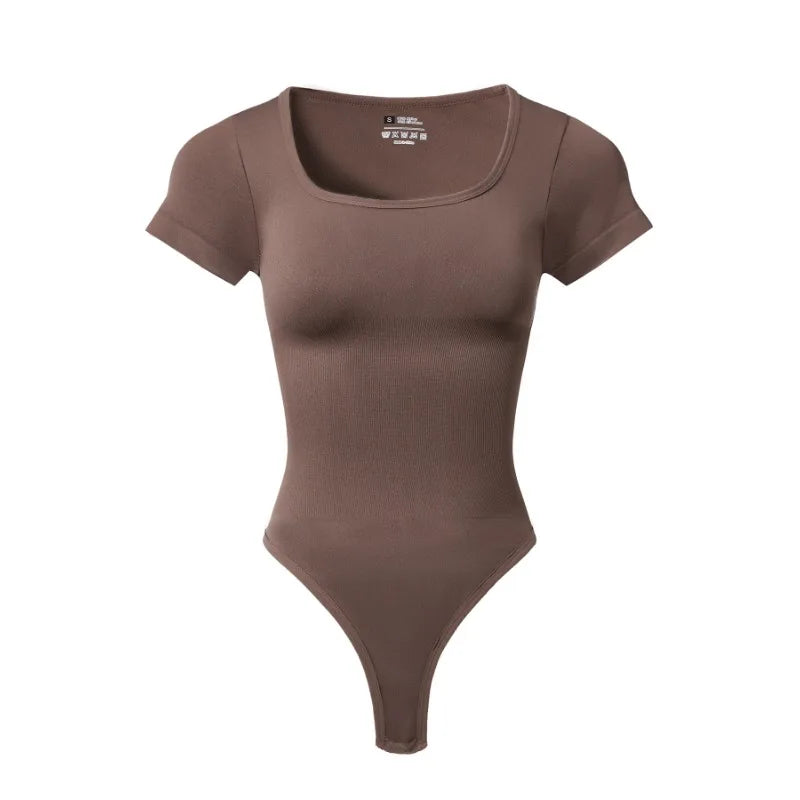 Women Plus Size Yoga Jumpsuit Seamless Square Neck High Elastic Workout Running Sport Jumpsuit