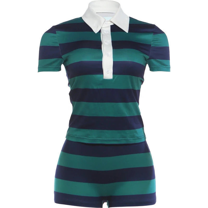 Julietta Weird Puss Striped Print Two Piece Sets
