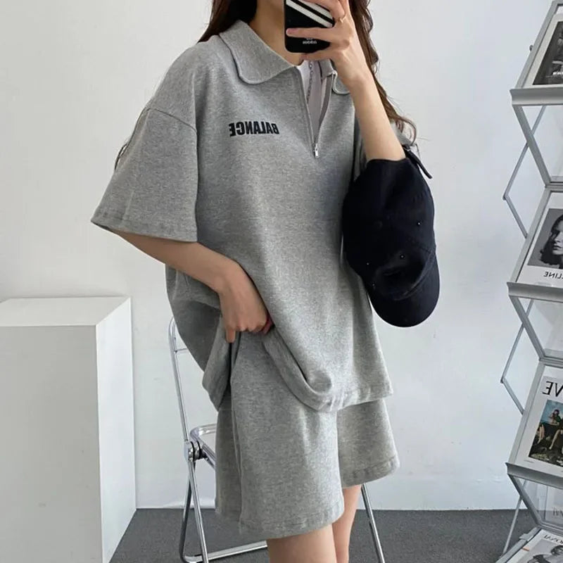 Greicy Tracksuits Female Summer Casual Two Piece Sets
