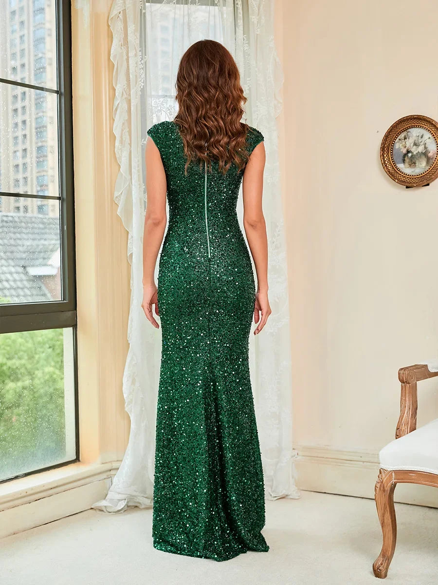 Fort Myers Elegant Feather Sexy One Shoulder Golden Slit Long Dresses