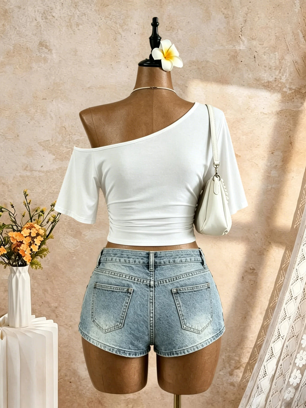 Women One Shoulder Sleeve Side Going Out