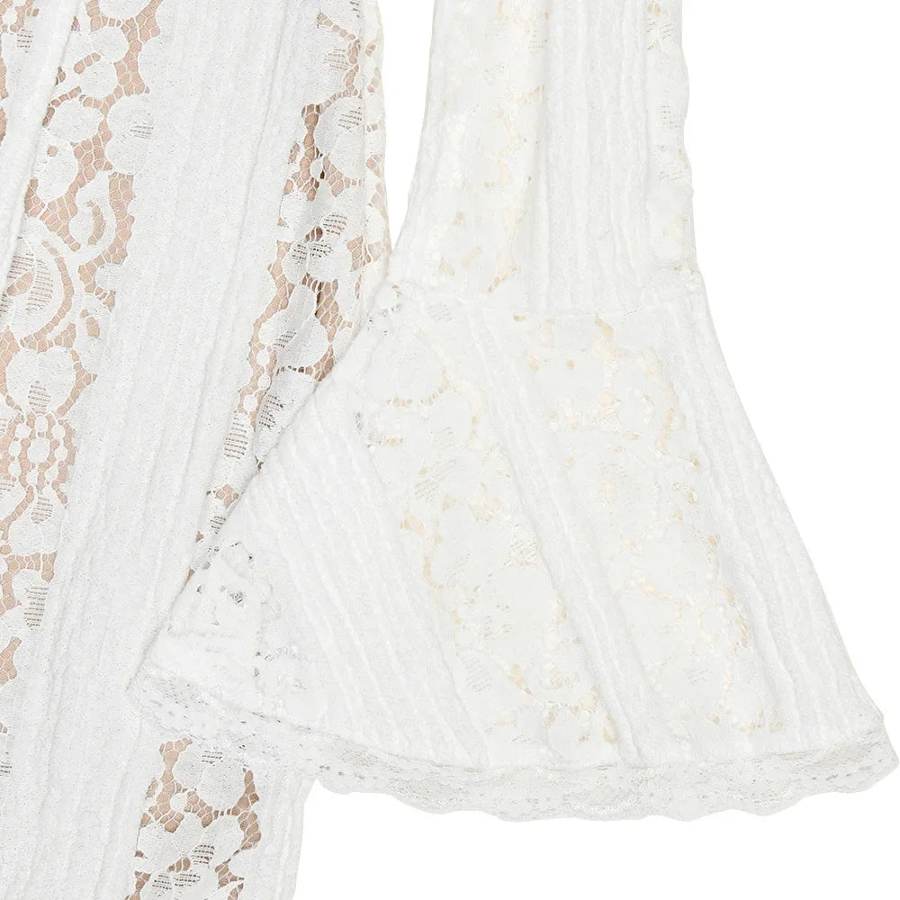 Grafton Suninheart White Evening Long Sleeve Lace Elegant Party Dress