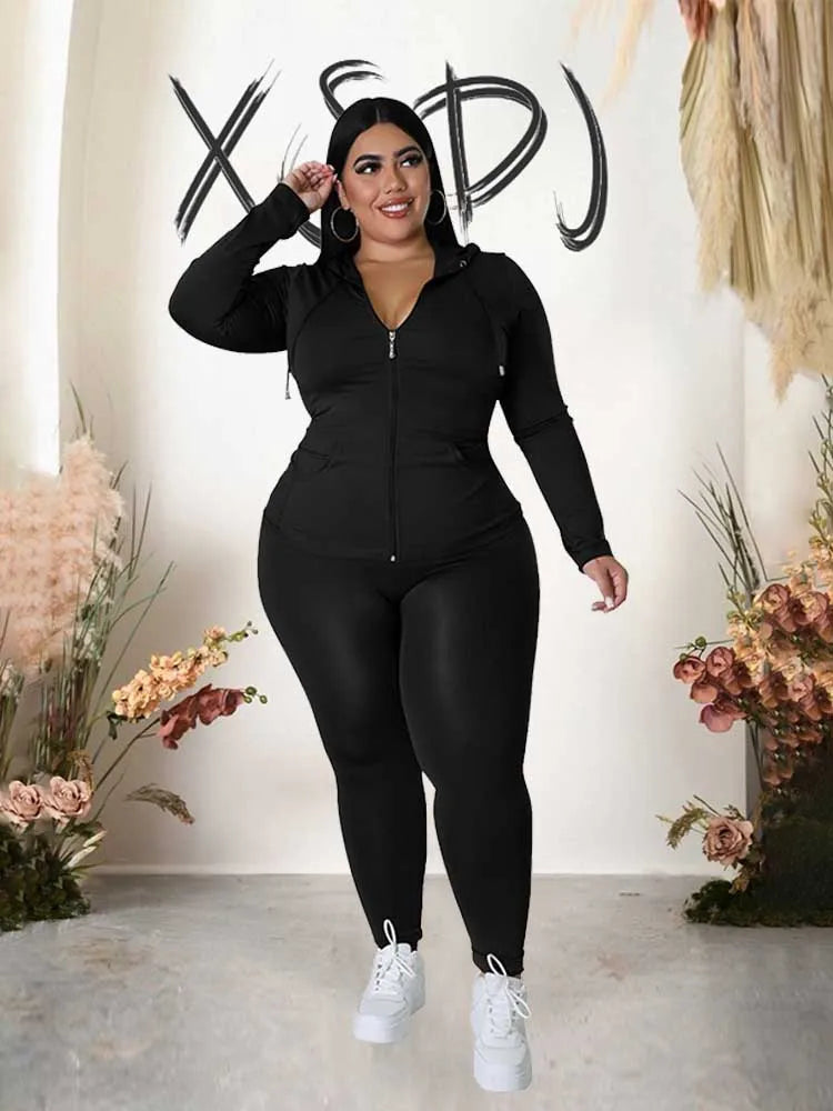 Arianna Plus Size Outfit Stretchy Two Piece Sets